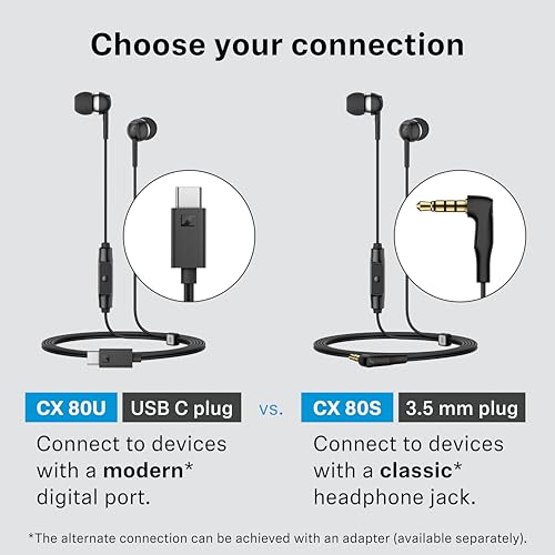 Sennheiser CX 80U in-Ear Headphones, USB C Connection, Sakura - color: sakura