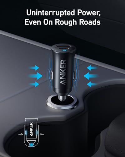 Anker 30W 2-Port PowerIQ 3.0 USB C iPhone Car Charger, Type-C Car Adapter