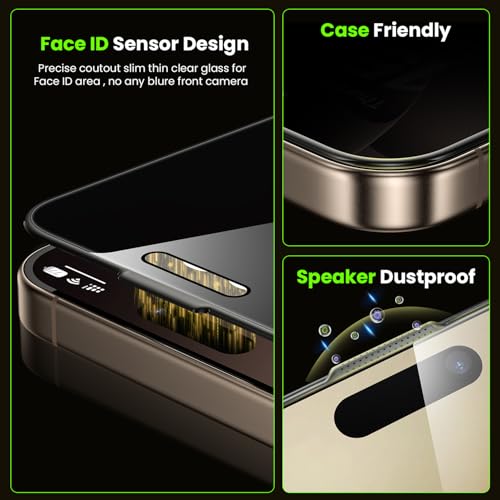 WSKEN for iPhone 16 Pro Max Privacy Screen Protector - 4 Way 360 Anti Spy