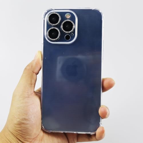 BONVAN for iPhone 15 Pro/Pro Max/14 Pro/ProMax Camera Lens Protector - Bling Glitter Diamond Metal Crystal Tempered Glass Screen Accessories Rhinestones Lens Cover (DK.Blue) - color: DK.Blue