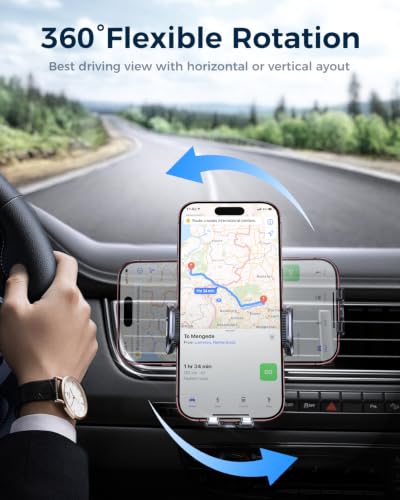 2026 Upgraded Air Vent Phone Mount for Car with New Metal Hook Clip, Handy - color: Black Grey