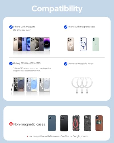 ULiXWH 10,000mAh for MagSafe Power Bank Ultra-Slim Metal-Alloy | Magnetic Wireless Charger with USB-C Cable, Fast Charging Portable Battery for iPhone 17 Pro Max/17 Pro/Air/16/15/14/13, Blue - color: Blue