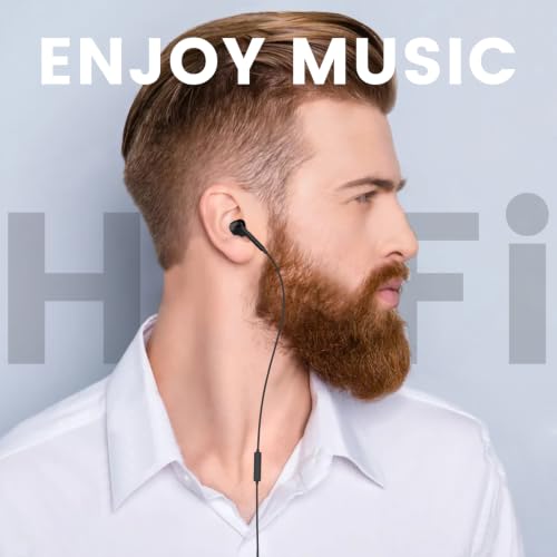 MOSWAG in Ear Headphones, Half in Ear Headphones with Mic Built in Volume Control Suitable for IPad, Android, MP3, Samsung Most 3.5mm Audio Devices - color: Black, size: 2 pack