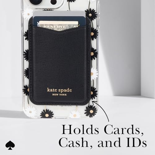 kate spade new york Magnetic Card Holder/Wallet - Black | Stylish Phone Wallet - Compatible w/MagSafe Phones & Cases -Detachable MagSafe Wallet for iPhone 17 Pro Max/16/15/14/Pixel 10 - color: Black