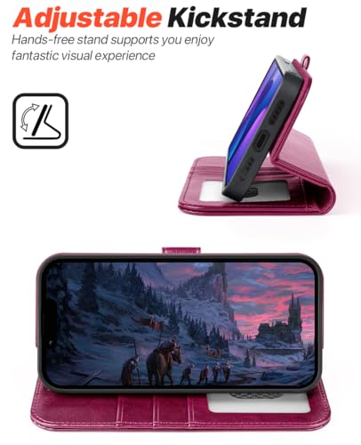 OCASE for iPhone 17e Case/iPhone 16e Detachable Wallet Case with Card Holder, 2 in 1 Pu Leather Flip Folio with RFID Blocking Stand Wrist Strap Shockproof Phone Cover 6.1 Inch 2025, Burgundy - color: Burgundy, size: iPhone 16e/ iPhone 17e