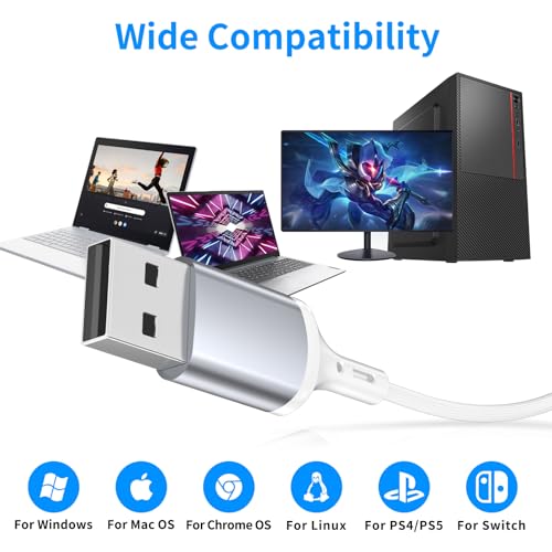 USB Earbuds with Microphone for PC Laptop,USB A Headphones,White - color: White