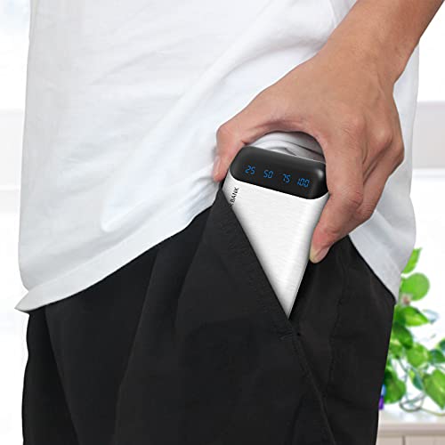 Power Bank 10000mAh Portable Charger Slim External Battery Pack with 2 USB 2.4A Outputs and USB C in/Out Compatible with Huawei iPhone 16 15 14 13 12 iPad Samsung Galaxy S20 Android Tablet (White) - color: White