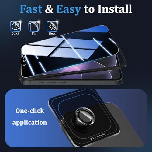 (3+2 Pack) 360° Privacy Screen Protector for iPhone 17e 【4 Way Anti Spy】 + Camera Lens Protector,9H Shatterproof, Anti-Peep,Bubble-Free, Case Friendly Easy Installation Frame Included - size: iPhone 17e