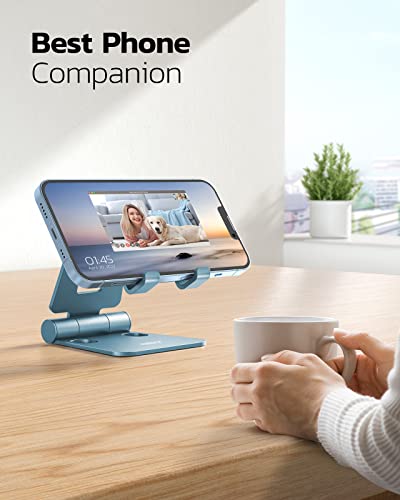 Nulaxy Full Aluminum Dual Folding Cell Phone Stand for Desk, Blue - color: F-Blue