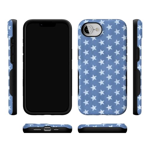 Casely iPhone 16e Case | Coastal Blues | Denim Stars | Bold Protective Design | Compatible with MagSafe - color: Coastal Blues | Denim Stars
