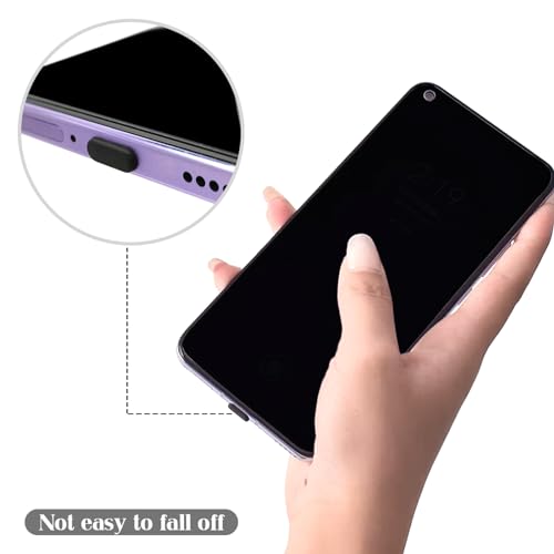 Quacc USB C Dust Plugs, Type-C Charging Port Cover Cap Protector, Black