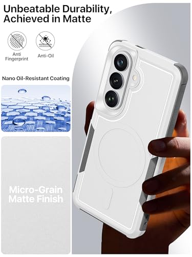 for Samsung Galaxy S26 Case Rugged Dual-Layer Shockproof White | Fit for Magsafe, Heavy Duty Military-Grade Protection, Matte Finish Scratch Resistant Anti-Fingerprint, S 26 Phone Case - color: White