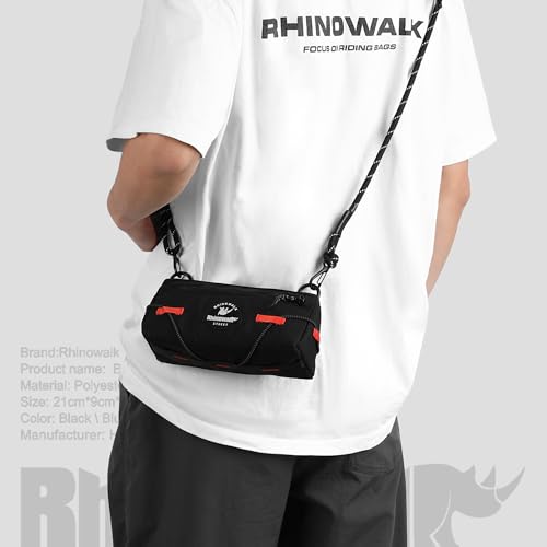 Rhinowalk Bike Handlebar Bag Bicycle Front Bag Storage Small Pouch with Shoulder Strap for Urban Cycling - color: Black