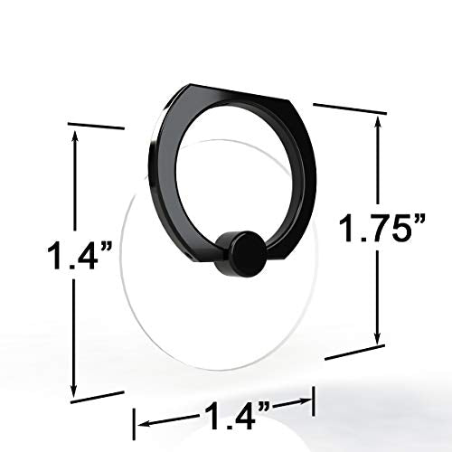 Tomorotec 3 PCS Phone Ring Holder Clear Grip Kickstand 360° Rotation, Black - color: Black