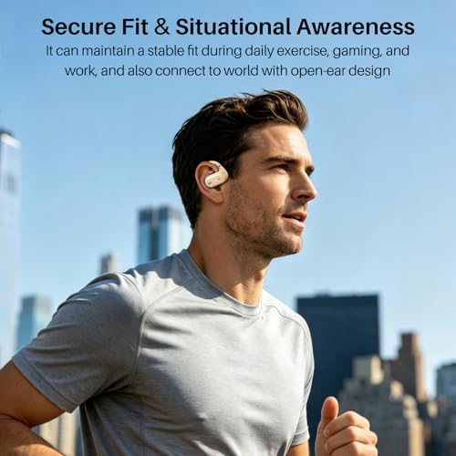TOZO OpenWear Open Ear Earbuds, AI Translation Real Time 145+ Languages - color: Khaki
