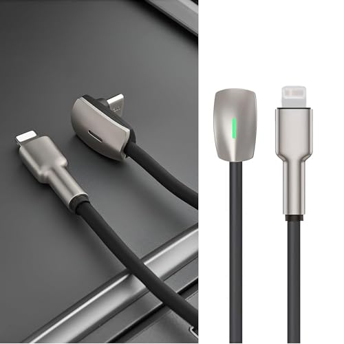 USB C to Lightning Charging Cable fit for 2026 Tesla Model 3/Y/X/S/Cybertruck 90° Right-Angle Charging Cable Compatible with iPhone 11/12/13/14 and Vehicles Dock (C to L) - style: USB C to Lightning Charging Cable