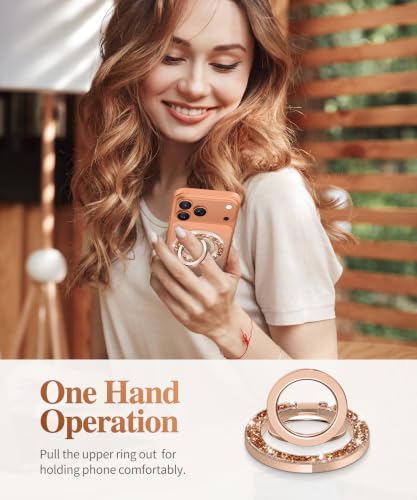 GVIEWIN Magnetic Phone Ring Holder, Compatible with MagSafe Phone Grip - color: Glitter/Brown