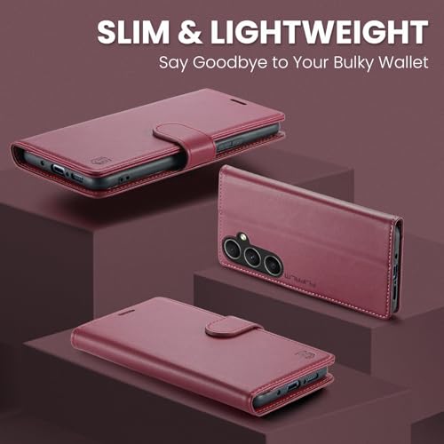 FLIPALM Wallet Case for Samsung Galaxy S26 6.3", Red | Card Holder, RFID Blocking, PU Leather Folio Flip, Kickstand, Protective Shockproof Cover - color: Red, size: Samsung Galaxy S26
