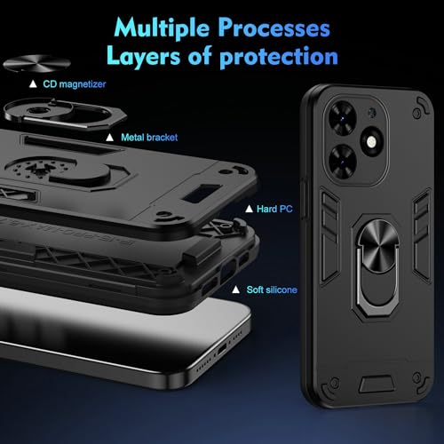 for Infinix Smart 8 X6525 Case,Compatible with Tecno Spark Go 2024 BG6 case Spark 20 KJ5/20C BG7 Case/Infinix Hot 40i X6528B Phone Case Cover Black - color: HY-GZS-black, size: Infinix Smart 8