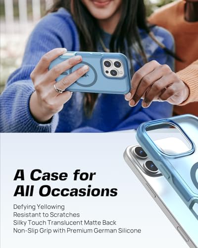 ArtsEvo Strong Magnetic for iPhone 16 Pro Max Case, Compatible with MagSafe, 360° Military-Grade Protection, Slim Translucent Matte Phone Case, Light Blue - color: Light Blue, size: iPhone 16 Pro Max