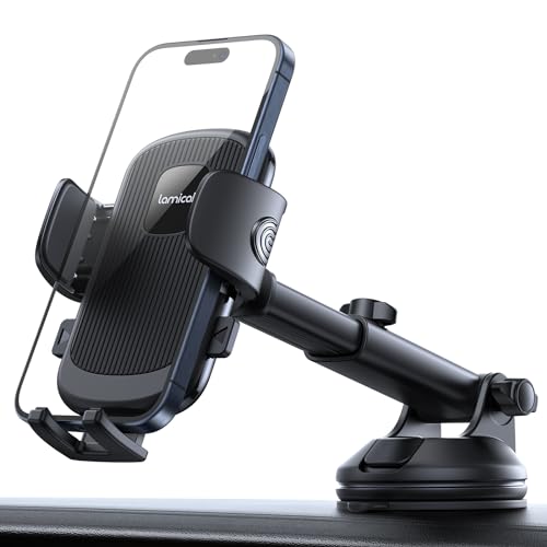 Lamicall Car Phone Holder Military-Grade Suction Cup Dashboard Windshield - color: Black