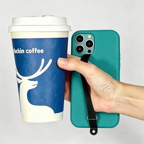 2-in-1 Bilymate Silicone Phone Tether Tabs & Holder Strap Anti-Lost Finger Grip Lanyard for Phones 2 Pack(Black+Blue)