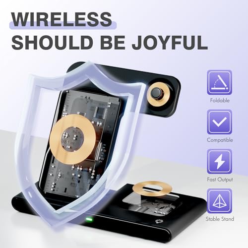Wireless Charger Fast Charging Station 3 in 1 Charger Stand Desk Friendly