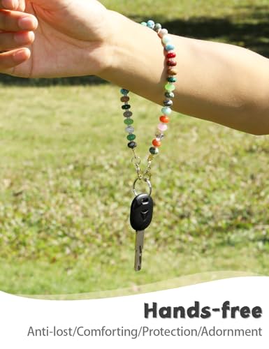 CH.yishi Beaded Phone Charm Wrist Strap with Tether Tab,Camera Lanyard - color: Mixed Stone