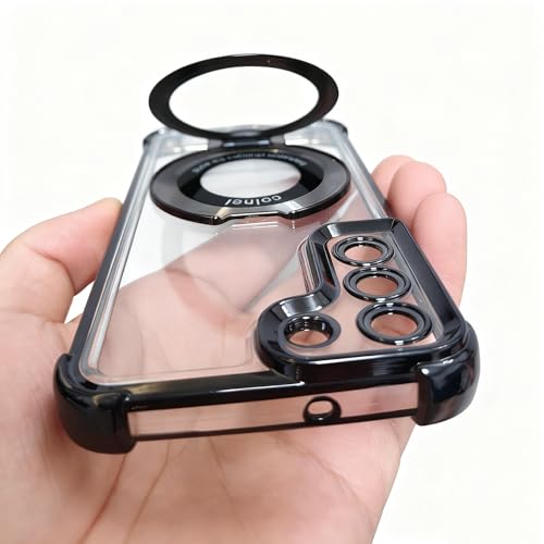 Compatible with Samsung Galaxy S22 Phone case softcase Protective with Ring Stand Clear for s22 Galaxy 5g case,Black - color: Black, size: Samsung Galaxy S22 5G