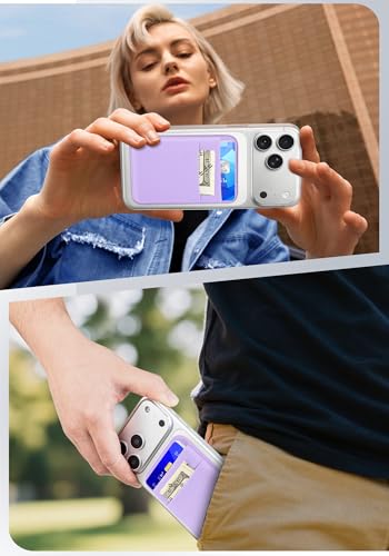 Senose Magnet Wallet, 6 Cards Holder, Phone Wallet Magnetic Back of Phone | Slim Stretchy Card Holder, Compatible for iPhone 17/16/15/14/13/12 Pro Max Plus Air Series, Selected Samsung, Light Purple - color: Light Purple