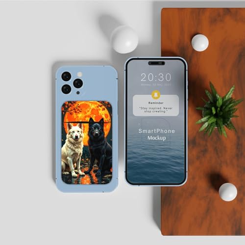 Phone Credit Card Holder Stick on, Cell Phone Pocket Self Adhesive Stretchy Stick on Wallet ID Credit Card Case Pouch Sleeve with Flap for All Smartphones, Black White Wolf - color: Black White Wolf