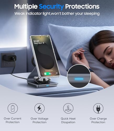 Meifigno Magnetic Wireless Charger for Samsung, 3 in 1 MagSafe Charging Station Aluminum Charger Stand for Galaxy S26/S25/Z Fold7/Z Flip7, Watch Charger Stand for Galaxy Watch Ultra 8 7, for Buds
