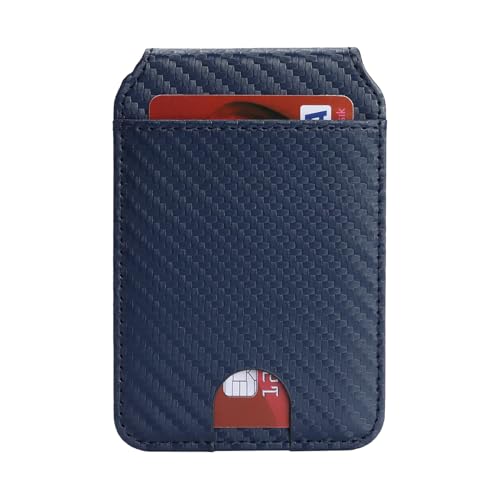 Havaya Carbon Fiber Wallet Case for iPhone 16 - Blue | Carbon fiber, detachable wallet, 5-card slots & kickstand, MagSafe 15W fast charge, raised bezels - color: Blue