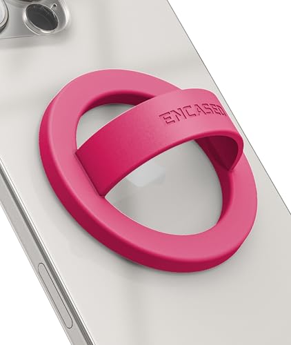Encased Magnetic Phone Grip Holder (Compatible with MagSafe) Thin Silicone Finger Loop Ring for iPhone (Dark Pink) - color: Dark Pink