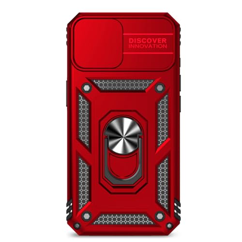 for iPhone 17E / iPhone 16E Case, with Camera Lens Cover HD Screen Protector, Dual Layer Military-Grade Drop Tested Magnetic Ring Holder Kickstand Protective Phone Case for iPhone 16E / 17E (Red) - color: Red with camera cover Military-Grade 2nd gen