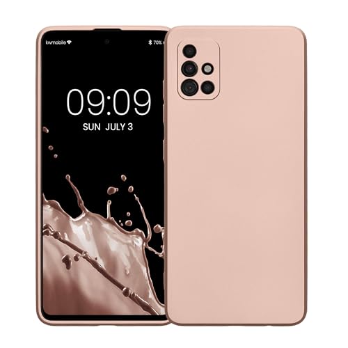 kwmobile Case Compatible with Samsung Galaxy A51 Case -Soft TPU Back Phone Cover - with Metallic Look - Metallic Rose Gold - color: metallic rose gold, size: Galaxy A51