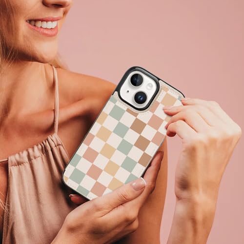 uCOLOR for iPhone 13/14 Wallet Case with Card Holder Pastel Check Vibes | Compatible with MagSafe,Folio Flip PU Leather Magnetic RFID,with Camera Lens Protector - color: Pastel Check Vibes