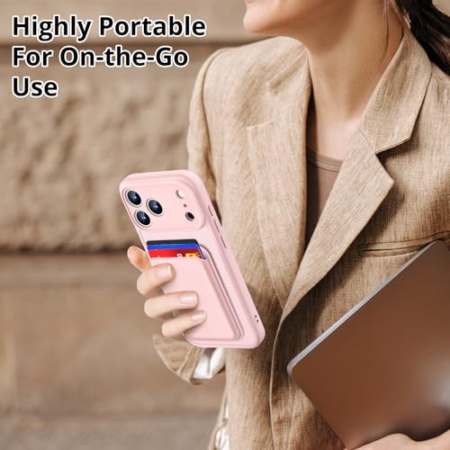 for iPhone 17 Pro Max Case w/Detachable MagSafe Wallet-Pink | RFID Blocking Card Holder&Kickstand, Military-Grade Drop & Raised Camera Protection for Travel & Commute - color: A-Pink
