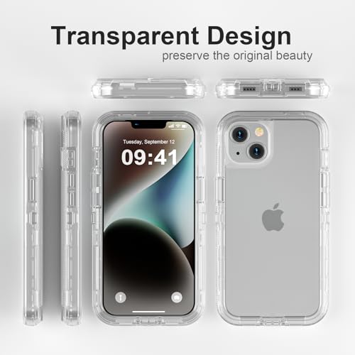 Follaroma for iPhone 13 Case, Shockproof Protection,Crystal Clear | Heavy Duty Shockproof Protection Phone Cases, Anti-Drop, Dual Layer Transparent Rugged Protective Cover, 6.1 inch - color: Clear, size: iPhone 13 6.1’