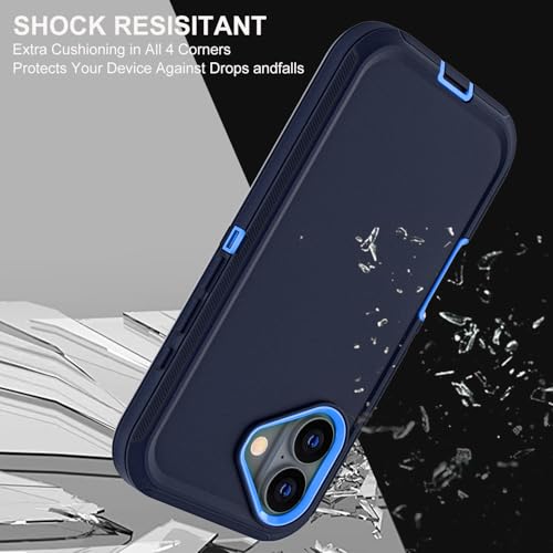 YKHJKLEC for iPhone 17 Case, Military Grade 3 in 1 Heavy Duty Shockproof/Drop Proof/Dust Proof Case with 2Pcs Tempered Glass Screen Protector (Navy Blue) - color: Navy Blue