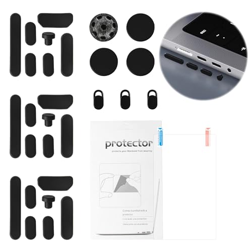 30 Pack Silicone Anti-Dust Port Plugs Kit, Trackpad & Webcam Protector Cover, Non-Slip Replacement Bottom Feet Compatible with M4 M3 M2 M1 Pro/Max 2021-2024 14.2" 16.2" - size: 30 Pcs for 2021-2024 14.2" 16.2" Pro/Pro Max