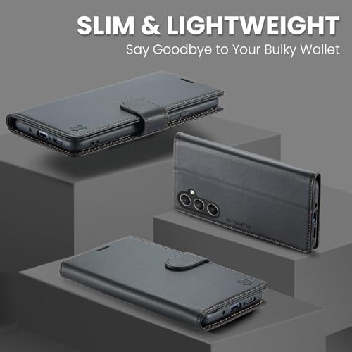 FLIPALM Wallet Case for Samsung Galaxy A37 5G, Card Holder, Black | Card Holder, RFID Blocking, PU Leather Folio Flip, Kickstand, Protective Shockproof Cover - color: Black