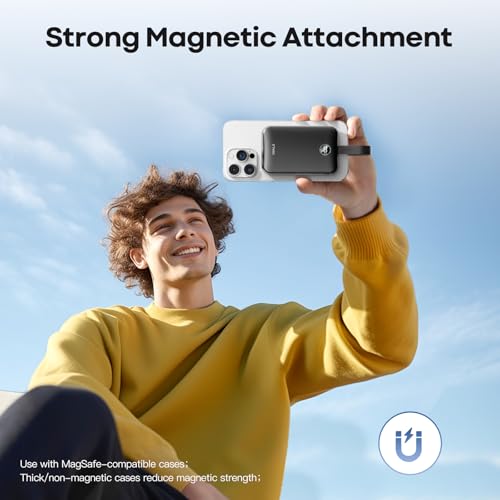 iWALK Magnetic Power Bank 10000mAh, 30W Wireless Portable Charger with Fast Charging USB-C Cable,Qi2 Certified 15W Battery Pack with LED Display for iPhone 17/16/16 Pro/15/14/13 Series, Samsung Galaxy - color: Black
