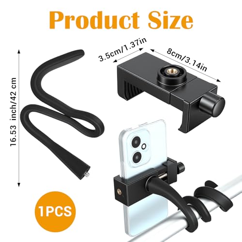 Sibba Stroller Phone Holder, Flexible Universal Cell Phone Mount with Adjustable Clamp for Treadmill Shopping Cart Bike Bedside, Hands-Free Stand 360 Rotation