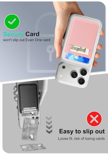 Senose Stretchy Magnetic Phone Wallet, 6 Cards Holder, Slim Phone Wallet | Stretchy Fabric Magnet Phone Wallet for Back of Phone Compatible for iPhone 17/16/15/14/13/12 Pro Max Plus Air Series, Pink - color: Pink