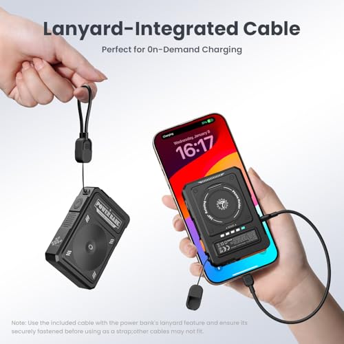 10000mAh for Magsafe Portable Charger Power Bank Built in Cables&Wall Plug - color: Black