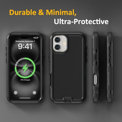Follaroma Magnetic for iPhone 16 Case, Heavy Duty Phone Cases, Black, 6.1" | Compatible with MagSafe, Heavy Duty Shockproof,Military-Grade Anti-Drop Protective,Dual Layer Magnetic Protection Phone Cover - color: Black, size: iPhone 16 6.1''