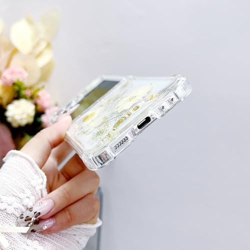 Compatible with Samsung Galaxy Z Flip 6 Case/Flip 7 FE Case Flower | Clear Dried Pressed Flowers Women Girls Soft TPU Shockproof Phone Cover - color: TPU/Flower white, size: Samsung Galaxy Flip 6/Flip 7 FE