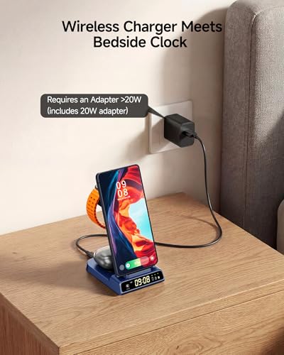 3 in 1 Wireless Charger for Samsung Galaxy S26 Ultra, Galaxy Watch 8, Buds - color: Blue