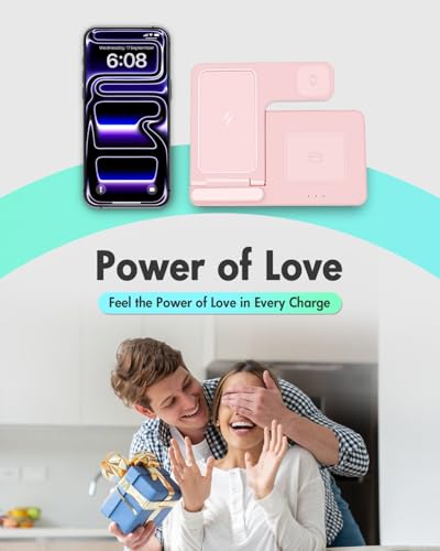 GETPALS Wireless Charger iPhone Charging Station for Apple Multiple Devices - color: Pink
